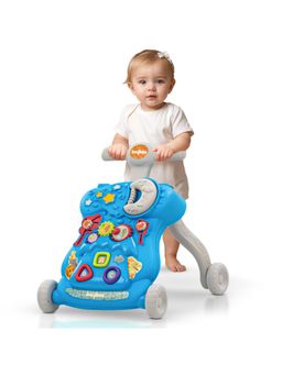 BAYBEE - Blue Push Walker with Music ,Led Light ,Rotating Gears & Grip Handle (12-18 Months)