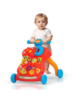 BAYBEE - Red Push Walker with Music, Led Light, Rotating Gears & Grip Handle (12-18 Months)