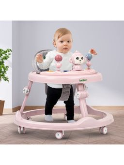 BAYBEE - Pink Round Kids Walker with Foldable Activity Walker (6-12 Months)