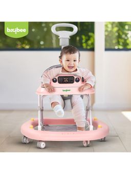 BAYBEE - Pink 3 Adjustable Height Kids Walker (6-12 Months)