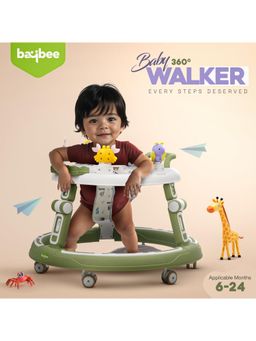 BAYBEE - Dark Green 3 Height Adjustable with 360° Rotation Musical Toy Bar Kids Walker (6-12 Months)