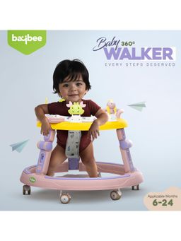 BAYBEE - Pink 3 Height Adjustable with 360° Rotation Musical Toy Bar Kids Walker (6-12 Months)