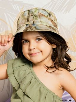Hair Drama Co. - Kids Marbled Satin Bucket Hat - Sage Green