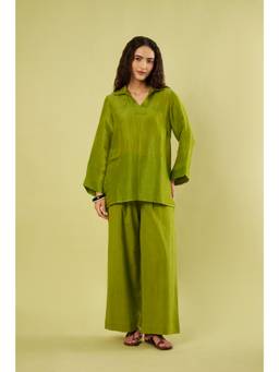 Vinusto - Olive Green Linen Co-Ord Set