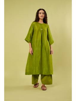 Vinusto - Olive Green A-Line Kurta with Salwar