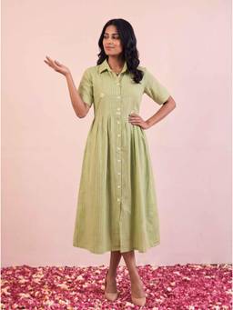 JITI - Green Mogra Midi Dress