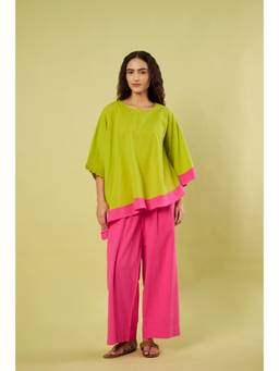 Vinusto - Lime Green Asymmetric Top with Pant