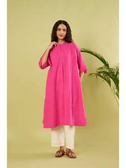 Vinusto - Pink Khadi Cotton Kurta with Pant