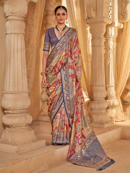 Aurima - Red Pictorial and Cultural Motifs Position Kalamkari Saree