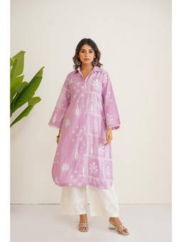 Tara-C-Tara - Purple Cotton Ethnic Buta Printed Kurta with Pant