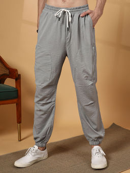 Campus Sutra - Men's Coin Grey Parachute Utility Joggers