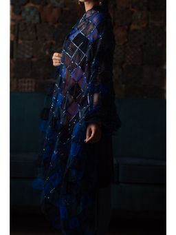 PRIYANKA RAAJIV - Nesham Blue Tulle and Hand Embroidered Dupatta with Sequins
