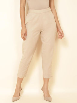 Fabindia - Beige Cotton Casual Pant