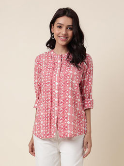 Fabindia - Pink Viscose Pintucks Women Shirt