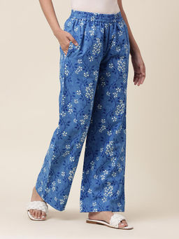 Fabindia - Blue Cotton Floral Regular Fit Palazzo