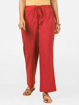 Fabindia - Red Cotton Wide Casual Pant
