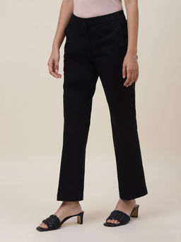 Fabindia - Black Cotton Blend Slim Fit Formal Pant