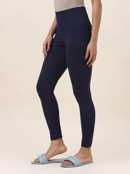 Fabindia - Navy Blue Cotton Blend Ankle Length Leggings