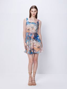 Cover Story - Blue Printed Skater Dress