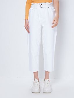 Cover Story - White Paperbag Solid Jeans (Set of 2)