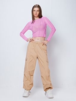 Cover Story - Pink Solid Crop Top