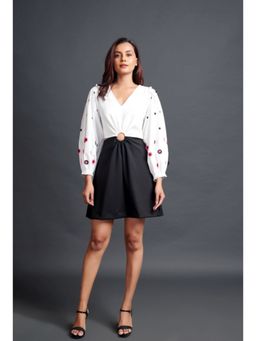 Deepika Arora - Embroidered Side Cut Out Dress White