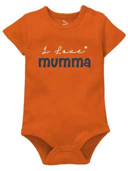 Zeezeezoo - Orange Cotton Half Sleeves I Love Mumma Printed Onesie