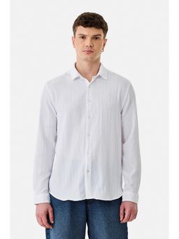 Snitch - White Textured Full Sleeves Regular Casual Shirt for Men