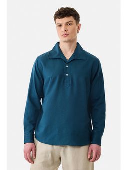 Snitch - Teal Solid Full Sleeves Regular Casual Shirt for Men
