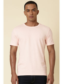 Allen Solly - Men Pink Textured Crew Neck T-Shirt