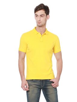 Peter England - Men Yellow Solid Polo T-Shirt