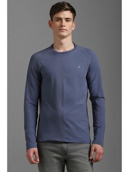 Louis Philippe - Men Navy Blue Solid Crew Neck T-Shirt
