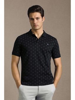 Louis Philippe - Men Black Print Polo T-shirt