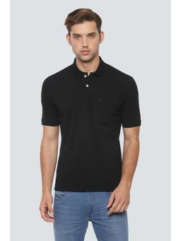 Louis Philippe - Men Black Solid Polo T-Shirt