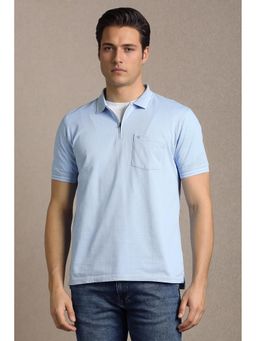 Louis Philippe - Men Light Blue Textured Polo T-shirt