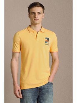Louis Philippe - Men Yellow Embroidered Polo T-shirt