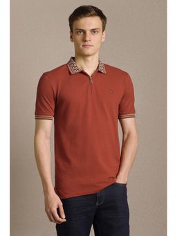 Louis Philippe - Men Red Solid Polo T-shirt