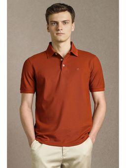 Louis Philippe - Men Rust Solid Polo T-shirt