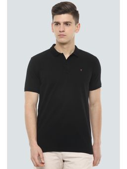 Louis Philippe - Men Black Solid Polo T-Shirt
