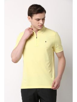 Louis Philippe - Men Yellow Solid Polo T-Shirt