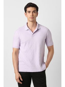 Peter England - Men Lilac Textured Polo T-shirt