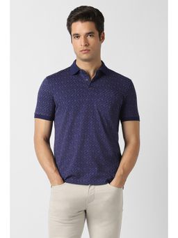 Van Heusen - Men Navy Blue Print Polo T-shirt