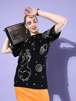 DILLINGER - Black Graphic Oversized T-Shirt