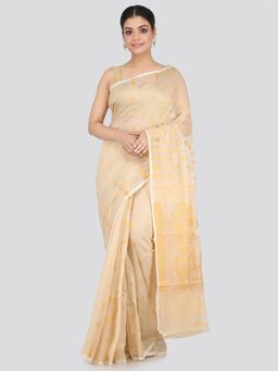 PinkLoom - Women's Soft Cotton Blend Jamdani Saree Without Blouse Piece