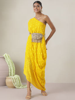 Gajra Gang - Pataka Yellow One Shoulder Tunic GGKUR04