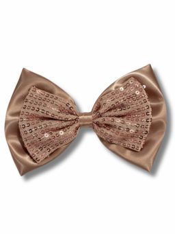 Lil Drama - Peach Sequin And Satin Hair Bow Clip - Peach