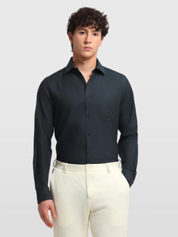 Arrow - Navy Blue Cotton Solid/Plain Full Sleeves Shirt