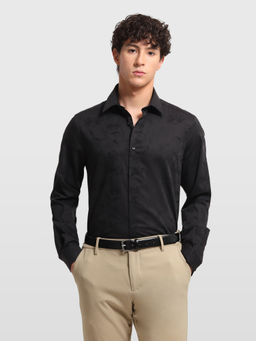 Arrow - Black Cotton Floral Full Sleeves Shirt