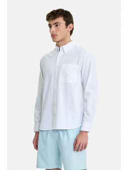 Snitch - White Cotton Solid/Plain Full Sleeves Shirt