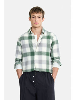 Snitch - Olive Cotton Checks Full Sleeves Shirt
